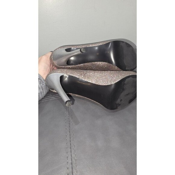 Guess high heels shoes peep toe glittery Womens size 7.5 M New Years Eve Wedding - Picture 6 of 7